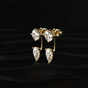 Round and Pear Cut Moissanite Ear <b>Earrings</b> 6 TCW Colorless VVS Solitaire Convertible Studs 14K Gold Screw <b>Back</b> Jewelry - Product Image 5