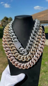 Cadena de Moissanita VVS estilo Hip Hop con efecto helado, de Plata de ley 925, Collar tipo tenis de eslabones cubanos personalizado, con engaste de garra certificado, Joyería fina - Product Image 2
