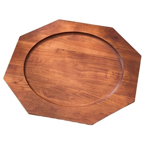 Bandeja de Servir Octogonal de Madera con Centro Redondo, Elegante Plato Decorativo para Cocina, Comedor, Desayuno y Café - Product Image 1