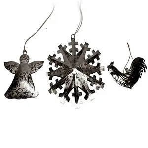 Handcrafted Metal Christmas Hanging <b>Ornaments</b> Gold Snowflake Silver Reindeer Filigree <b>Heart</b> Living Room Valentine's Day Theme - Product Image 6