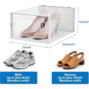 Set di 12 Contenitori Impilabili in Plastica Trasparente per Scarpe, Scatole Pieghevoli Salvaspazio per Organizzazione Armadio - Product Image 6