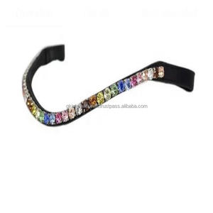 Produits cheval personnalisés, 1 rangée de boucles en cuir en forme de vague, 10mm, cristal multicolore, gros strass bling - Product Image 1