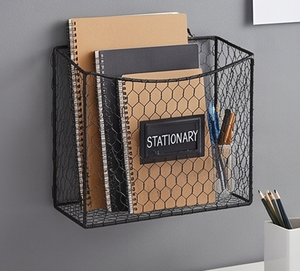 Premium Modern Wall Mounted Metal Wire <b>Storage</b> <b>Basket</b> <b>Rectangle</b> For Neatening Multi Purpose Use Stylish Wall Accent - Product Image 5