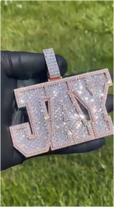 Colgante Personalizado de Plata 925 con Letra Inicial y Nombre, Estilo Hip Hop, con Diamantes VVS y Moissanita, para Regalo - Product Image 3