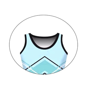 Custom <b>Cheerleading</b> Top Light Blue With Geometric Print Sublimation Design For Adults Athletic Wear - Product Image 1