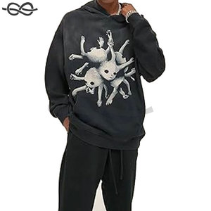 Sudadera con Capucha Unisex de Felpa con Efecto Ácido y Lavado a la Piedra, Estilo Vintage, Serie High Street, Estampado Oversize para Invierno, la Más Vendida - Product Image 2