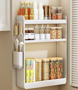 Estante organizador de especias y cubiertos metálico de 3 niveles sin taladro para puerta de cocina, OEM/ODM Vietnam - Product Image 3