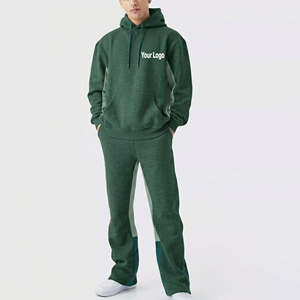 Survêtement unisexe tendance en polaire respirante polyester/coton, coupe oversize, blocs de couleur, style streetwear, ensemble 2 pièces pull-over, le plus vendu - Product Image 1