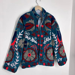Wholesale <b>Reversible</b> Vintage Embroidered Floral Pattern Velvet Bomber <b>Jacket</b>-Eco-Friendly Windproof Breathable Unisex Winter - Product Image 2