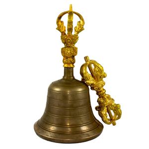 Campana de Oración Tibetana de Bronce Religiosa, Tallada y Grabada, Grande y Sagrada Budista, Multiusos para Decoración del Hogar y Coleccionable para Puja - Product Image 1