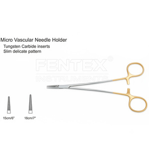 Porte-aiguille microvasculaire avec inserts en carbure de tungstène, motif fin et délicat - Product Image 2