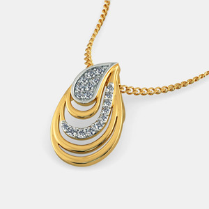 สร้อยคอจี้เพชรสีเหลืองทองสองชั้น - Product Image 4