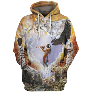 เสื้อสเวตเตอร์มีฮู้ดพิมพ์ลายหัวกระทิง Native Heritage สำหรับผู้ชาย ทรงลำลอง ใส่สบาย เหมาะสำหรับฤดูใบไม้ร่วง - Product Image 2