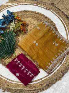 Premium Collection Festival Wear Space Silk with Embroidery-Zari & Sequence work <b>Saree</b>-<b>Blouse</b> Collection Supplier from Surat - Product Image 3