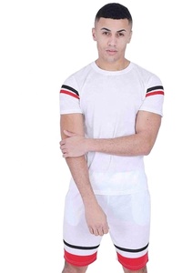 T-shirt et short d'été de haute qualité ensemble bleu ensemble de short de gymnastique en coton imprimé de logo personnalisé pour hommes - Product Image 4