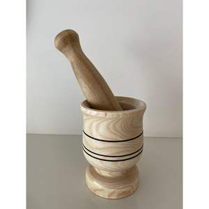 Mortier et pilon en bois d'acacia naturel fait à la main, broyeur d'épices de cuisine, écraseur pour herbes, ail, masala - Outils en bois pour herbes et épices - Product Image 3