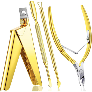 Kit de coupe-ongles professionnels en acrylique doré avec logo personnalisé, faible MOQ, en acier inoxydable durable, coupe-ongles et repousse-cuticules OEM - Product Image 6