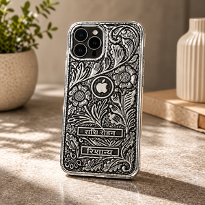 เคสโทรศัพท์มือถือแบบกันกระแทก 360 องศา ดีไซน์หรูหรา ทำจากเงินแท้ 925 พร้อมลวดลายดอกไม้แบบโบราณ - Product Image 1