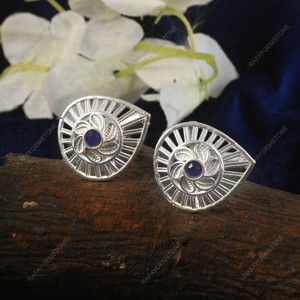 Silver Blue Glass <b>Cufflinks</b> Brass Silver Plated Elegant Formal <b>Shirt</b> Jewelry Wedding Groom Anniversary Party Luxury Gift - Product Image 4