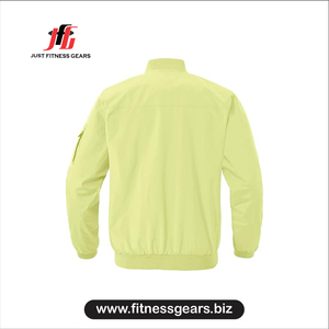<b>Men's</b> <b>Light</b> Yellow Bomber <b>Jacket</b> Windproof Zipper Closure Stand Collar Casual Autumn Wear - Product Image 2