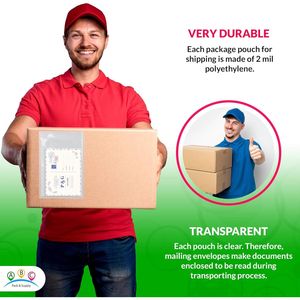 Paquete 100 Bolsas de correo de plástico transparente 7x10 Bolsa de sobre de etiquetas con impresión superior para documentos de envío y factura - Product Image 4