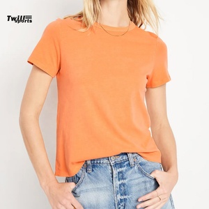 Camiseta de Algodón Personalizada de Alta Calidad 2026 para Mujer, con Logotipo Impreso, Decoración Bordada de Verano, Camiseta Lisa - Product Image 1
