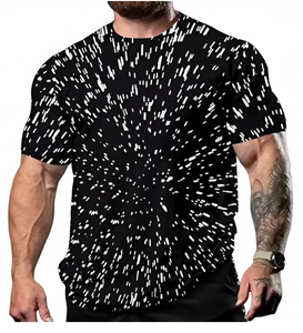 Camiseta de Manga Corta para Hombre, Cuello Redondo, Patrón Geométrico, Corte Regular, Ropa Casual, Tejido de Poliéster Transpirable - Product Image 1