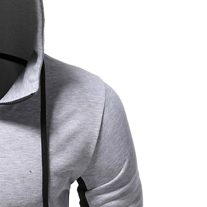 Sweat à capuche zippé pour homme personnalisé en polaire premium avec empiècements latéraux contrastants et cordon de serrage, style streetwear décontracté - Product Image 4