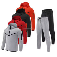 Sweat à capuche d'hiver doublé en coton/polyester Tech Fleece pour homme, de haute qualité, avec logo personnalisé, ensemble jogging respirant à fermeture éclair, coupe classique