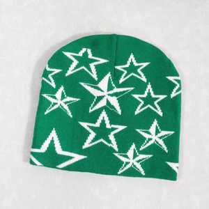 Unisex Star Pattern Beanie Hat 56-58CM Casual <b>Winter</b> <b>Cap</b> Acrylic Material Geometric Design Adult Knit Hat - Product Image 5