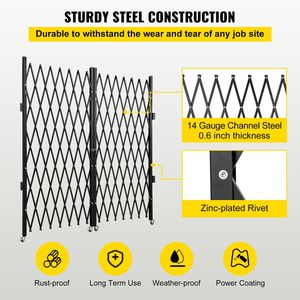 Cancello di Sicurezza Pieghevole in Acciaio a Fisarmonica 5FT x 10FT, Barriera di Sicurezza Flessibile Espandibile 10FT di Larghezza - Product Image 4
