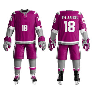 Green <b>Ice</b> Hockey Uniform Set Unisex Full Sleeve Heat-Transfer Printed Breathable V-neck Jersey Pants Custom Player 18 Moisture - Product Image 5