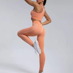 Conjunto de Yoga de 2 Piezas para Mujer, Ropa Deportiva de Manga Corta, Leggings de Gimnasio, Sujetador Deportivo, Ropa Atlética Femenina de Secado Rápido y Resistente a Impactos - Product Image 2