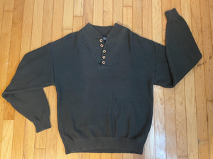 Pull en tricot noir pour homme avec logo brodé, fermeture à boutons sur le devant, manches régulières, vêtement d'automne - Product Image 2