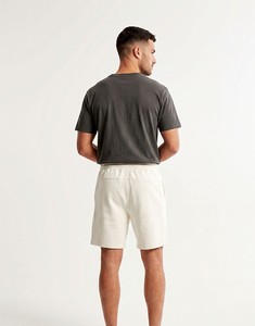 Pantalones Cortos Bermuda de Algodón Crema para Hombre, Cintura Media, Cordón Ajustable, Casuales, Tejido Sólido, Transpirables - Product Image 5