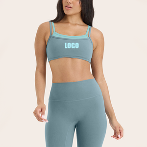 Soutien-gorge de sport MILIENZ pour femme, noir et blanc contrastant, col carré, maintien léger, sans coutures, respirant, en nylon/coton torsadé, pour le yoga - Product Image 3