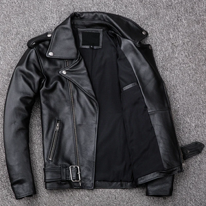 Chaqueta de Motociclista Personalizada para Hombre, de Piel de Oveja Genuina, Corte Ajustado, Estilo Punk, con Cremallera Asimétrica, Venta al Por Mayor - Product Image 3