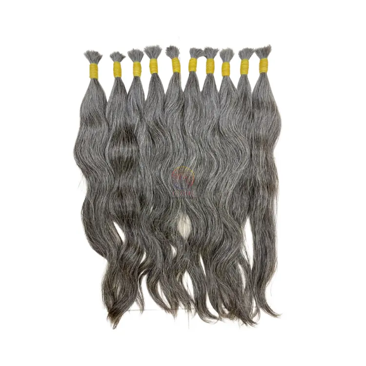 Cheveux gris vierges naturels pour blanchir la couleur des cheveux gris cendré platine pour faire des perruques et des extensions de cheveux Qualité 5 étoiles