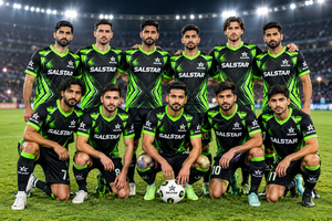 Camiseta de Fútbol para Hombre, Manga Corta, Cuello en V, Verde, Uniforme de Fútbol Sublimado, Estampado Geométrico Negro y Verde, Corte Atlético, para Toda Temporada - Product Image 5