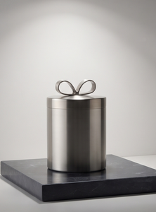 Wholesale Brushed Silver Finish Metal Date And Dry Fruit Storage <b>Box</b> Decorative Gift Container With Loop Bow - Product Image 2