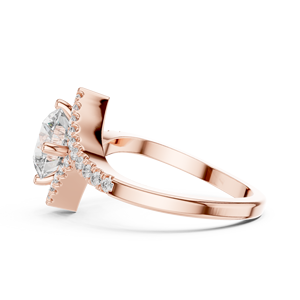 Anillo de Compromiso Vinson Project con Moissanita Creada en Laboratorio, Diseño Elegante de Halo en Forma de Rombo, Estilo Art Deco, con Pavé y Tallo Chapado en Oro de 14K sobre Acero Inoxidable - Product Image 4