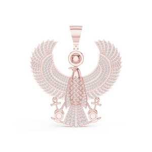 Collar con Colgante de Águila de Oro Rosa de Lujo Aurum Diam, con Moissanita y Micro Pavé, Plata 925, Joyería Hip Hop, Estilo Egipcio Antiguo - Product Image 6