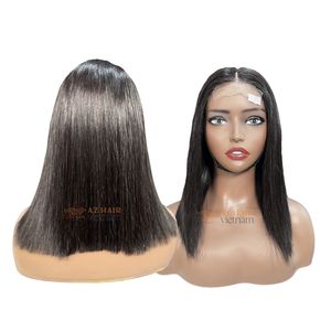 Perruques Bob en cheveux humains vietnamiens bruts, prêtes à être expédiées, 12 pouces, sans colle, cuticules alignées, cheveux raides comme des baguettes - Product Image 2
