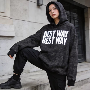Nouveau sweat à capuche streetwear personnalisé avec logo brodé, patchwork coupé-cousu, tricoté, 100% coton molletonné, uni, écologique - Product Image 5