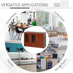 "Handmade Glass Villa <b>Buffet</b> <b>Table</b> Cabinet with Acrylic Framed Doors and Brown Tabletop" - Product Image 5