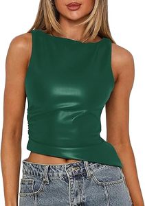 Top de Cuero para Mujer, Personalizado, de Alta Calidad, al por Mayor, Estilo Slim Fit, sin Mangas, a la Moda, Estilo Urbano - Product Image 2