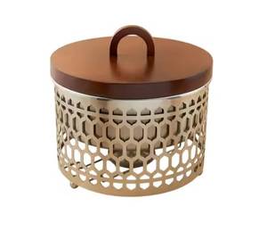 Gold Chafing Dish Wire Base Mesh Food Warmer Wooden Casserole Luxury Stackable <b>Lid</b> Premium Buffet Server Catering Tableware - Product Image 3