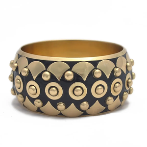 Ensembles de bracelets en laiton plaqué or à motifs géométriques tendance, résine bleue et noire, style bohème classique, bijoux unisexes audacieux - Product Image 6