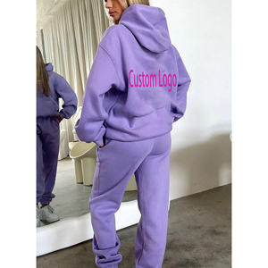 Conjunto de 2 Piezas Personalizado y Popular: Sudadera Holgada de Algodón Grueso de 360 g/m² y Pantalones Largos Holgados para Mujer, Traje Deportivo de Invierno - Product Image 6