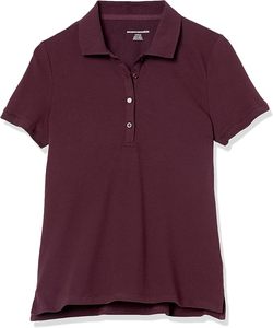 Polo de punto de manga corta de color liso para mujer, top deportivo informal, color morado - Product Image 4